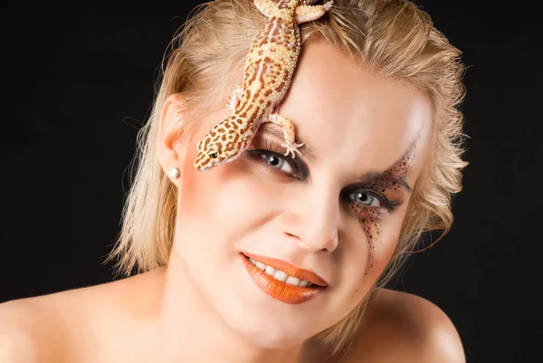 Портрет Молодої Жінки Гекко Gecko — стокове фото