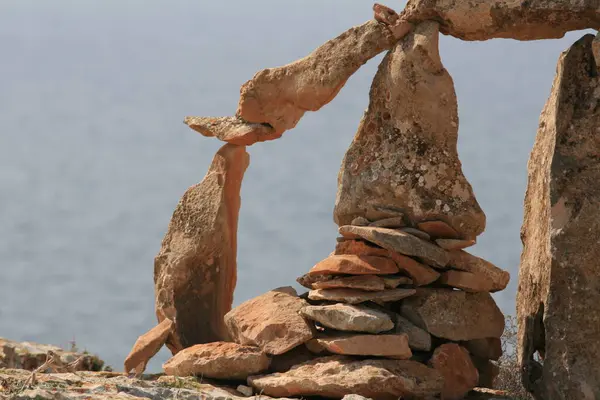 Par Escalada Roca Sobre Las Rocas — Foto de Stock