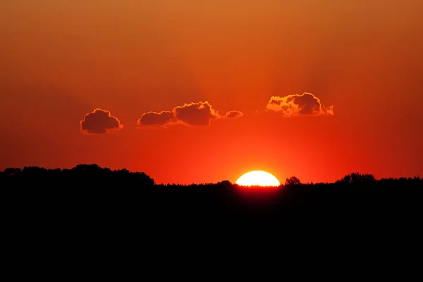 Zachód Słońca Pyłem Wulkanicznym Atmosferze — Zdjęcie stockowe