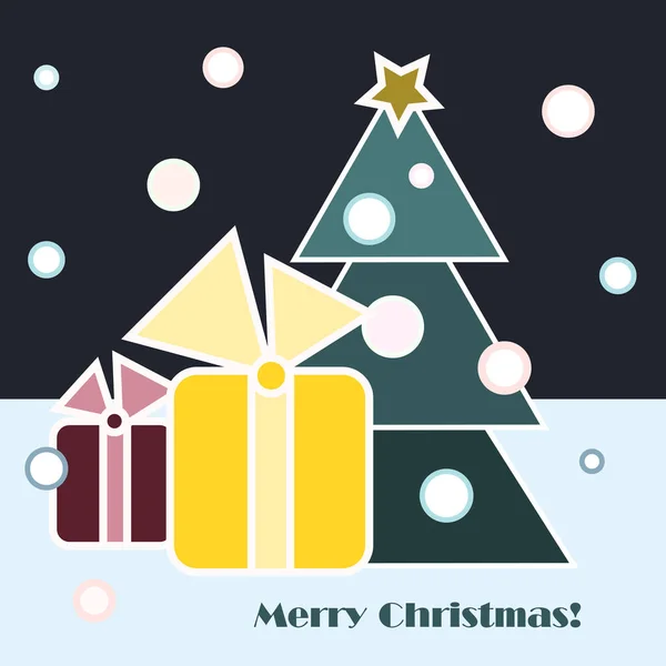 크리스마스 선물과 크리스마스 트리어두운 하늘과 — 스톡 사진