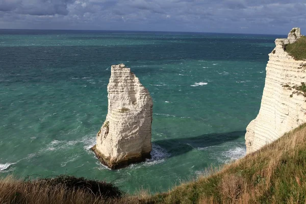 Espectaculares Acantilados Etretat Normandía Francia —  Fotos de Stock