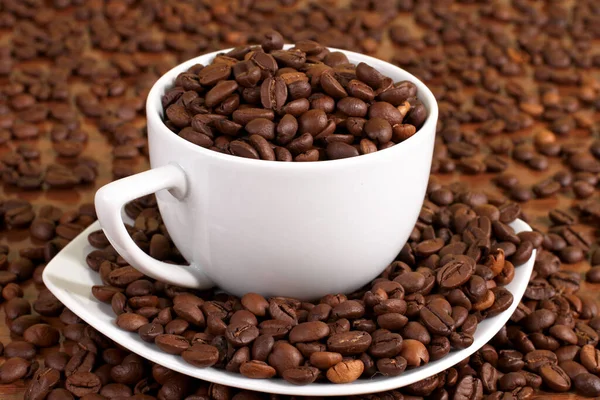 Tasse Kaffee Mit Bohnen — Stockfoto