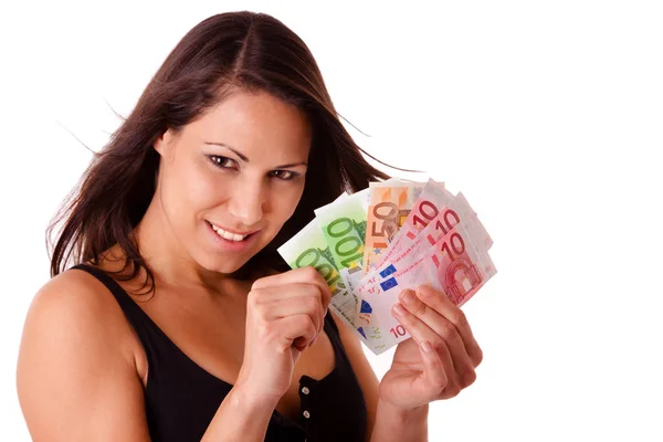 Beautiful Female Money Her Hands — Stock Photo, Image