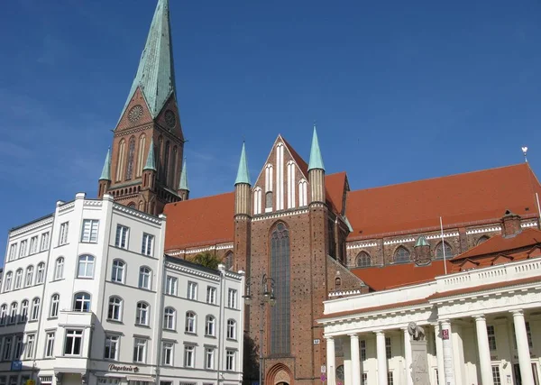 Cidade Velha Schwerin Com Catedral — Fotografia de Stock