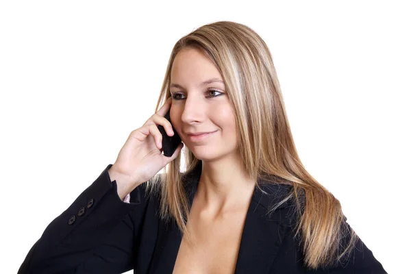 Jovem Empresária Falando Telefone — Fotografia de Stock