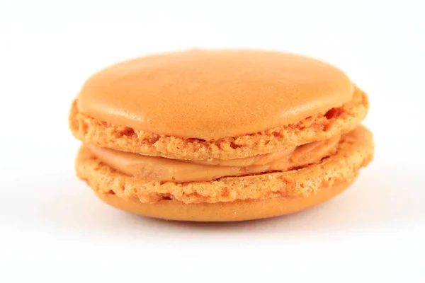 Einzelnes Französisches Macaron Isoliert Auf Weiß — Stockfoto