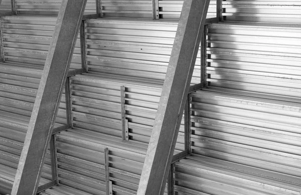 Underside Aluminum Section Baseball Stadium Shiny Beams Corrugated Seats — Stock Photo, Image