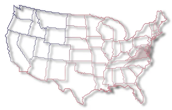Politická Mapa Spojených Států Několika Státy Kde Virginie Zvýrazněna — Stock fotografie