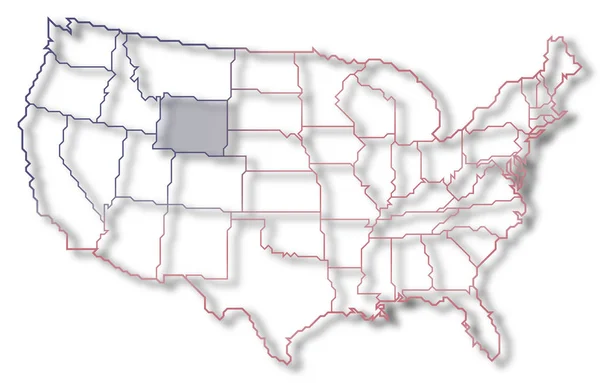 Mapa Político Dos Estados Unidos Com Vários Estados Onde Wyoming — Fotografia de Stock
