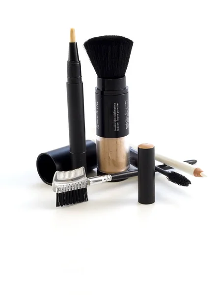 Cosmetica Serie Set Van Gezicht Cosmetica Witte Achtergrond — Stockfoto