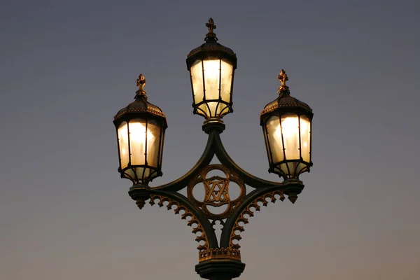 Lampenpaal Bij Schemering Westminster Bridge — Stockfoto