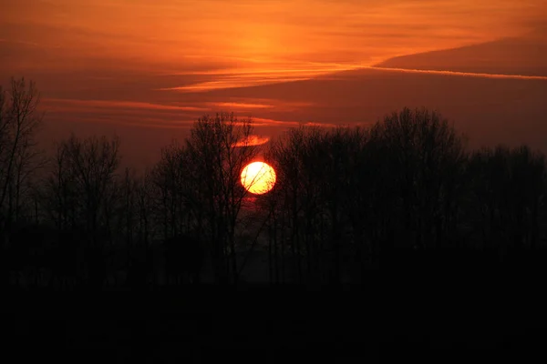 Hermosa Vista Cielo Puesta Sol — Foto de Stock