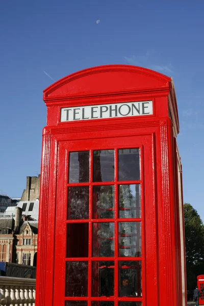 Cabine Téléphonique Rouge Est Une Des Icônes Les Célèbres Londres — Photo