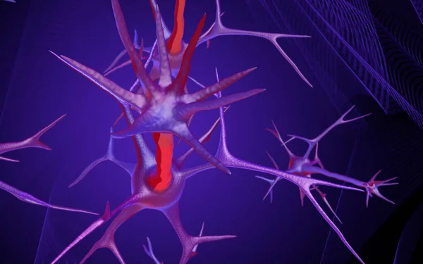 Ψηφιακή Απεικόνιση Του Neuron Έγχρωμο Φόντο — Φωτογραφία Αρχείου