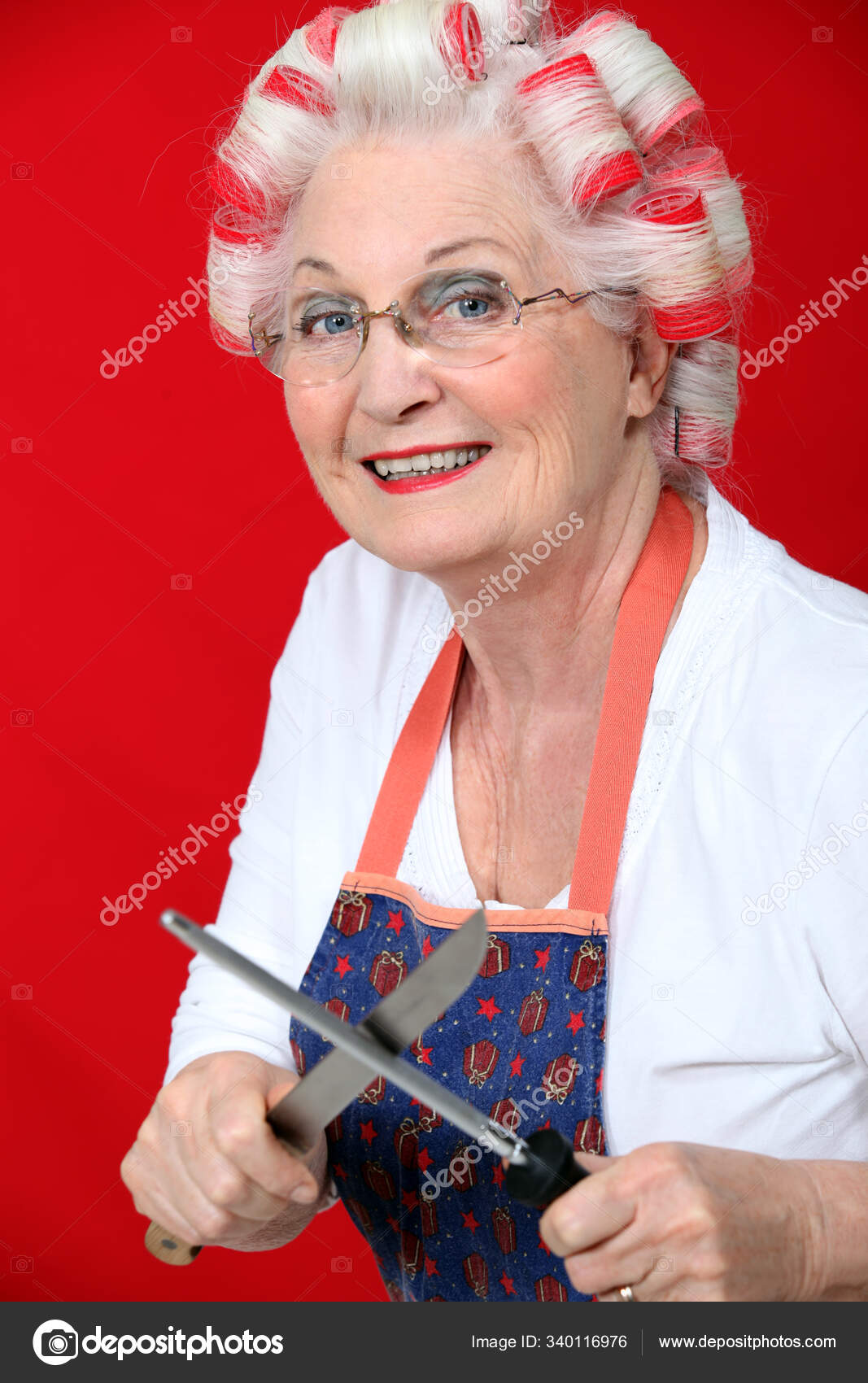 Old Lady Hair Rollers Stock Photo by PantherMediaSeller 340116976