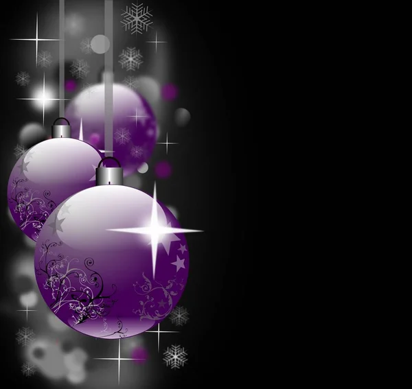 Рождественская Сцена Шариками Фиолетовом — стоковое фото