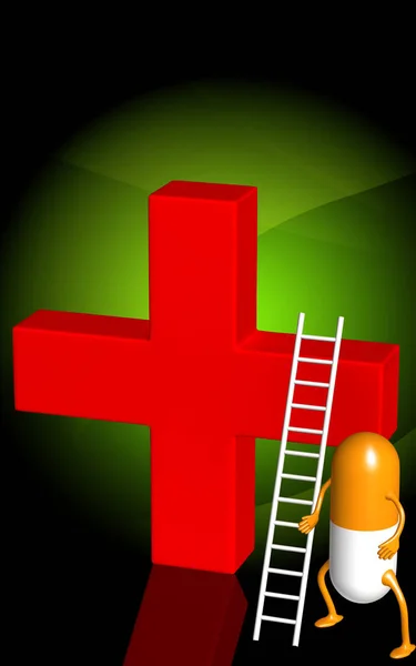 Cyfrowa Ilustracja Symbolu Czerwonego Krzyża Tle Koloru — Zdjęcie stockowe