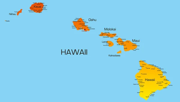 Mapa Cores Vetoriais Estado Hawaii Usa — Fotografia de Stock