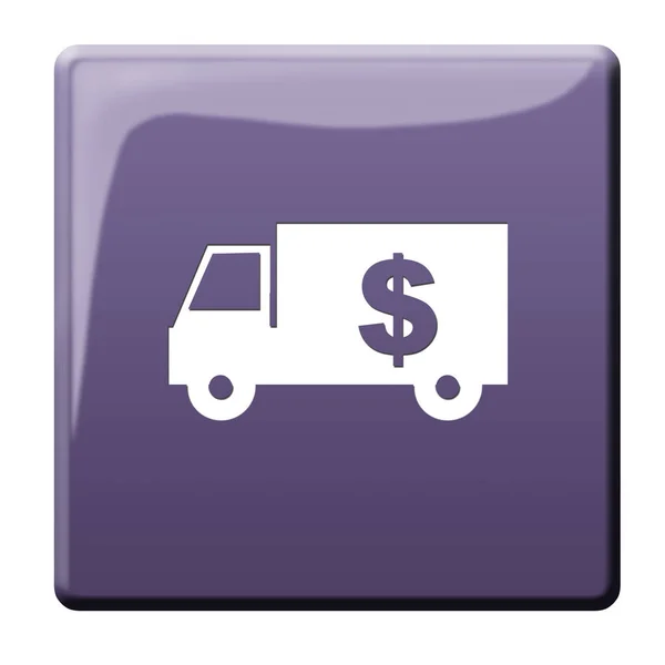 Shipping Costs Button Shipping Truck — Stock Photo, Image