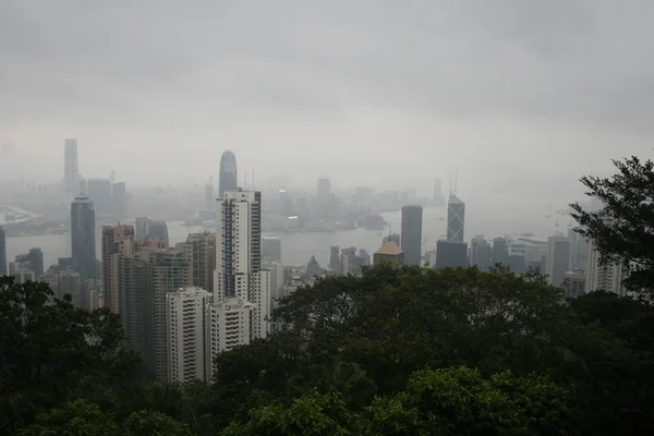 Hong Kong Skyline Visto Desde Pico Sobre Puerto —  Fotos de Stock