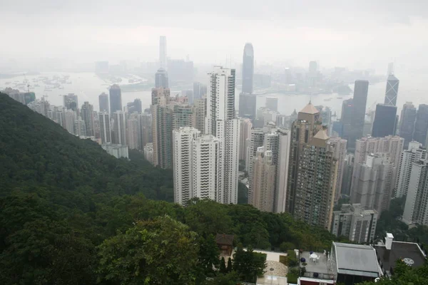 Hong Kong Skyline Peak Viewed Harbor — 스톡 사진