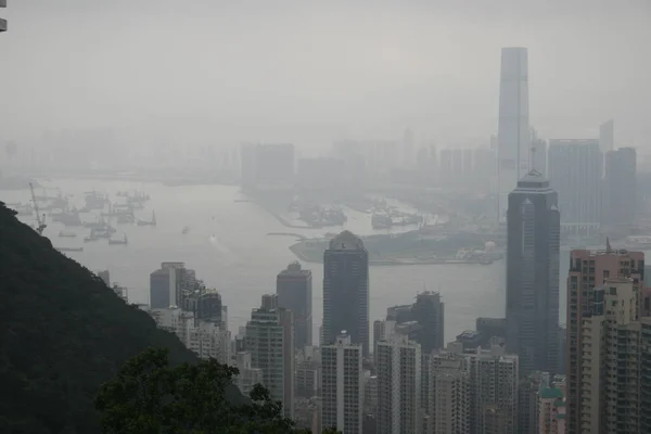 Hong Kong Skyline Visto Desde Pico Sobre Puerto —  Fotos de Stock