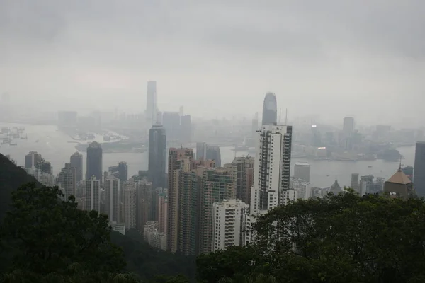 Hong Kong Panorama Widoczna Szczytu Nad Portem — Zdjęcie stockowe