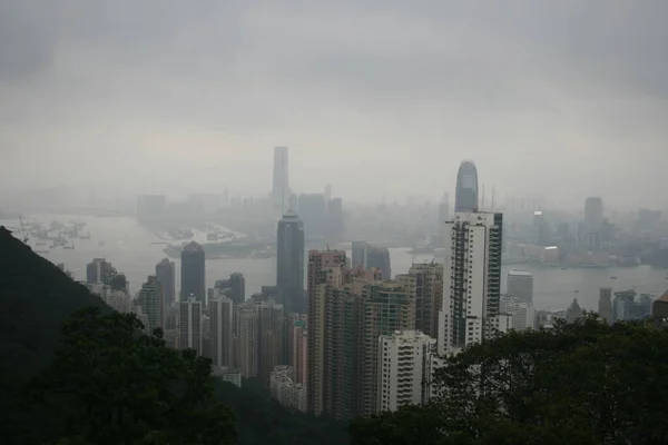 Horizonte Hong Kong Visto Desde Pico Sobre Puerto —  Fotos de Stock