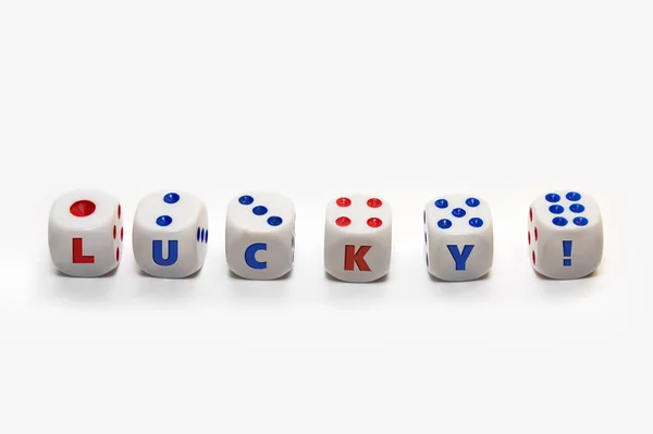 Dices Inscription Lucky — Stock Photo, Image