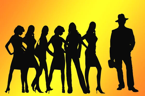 Women Group Silhouettes — Stock Photo, Image