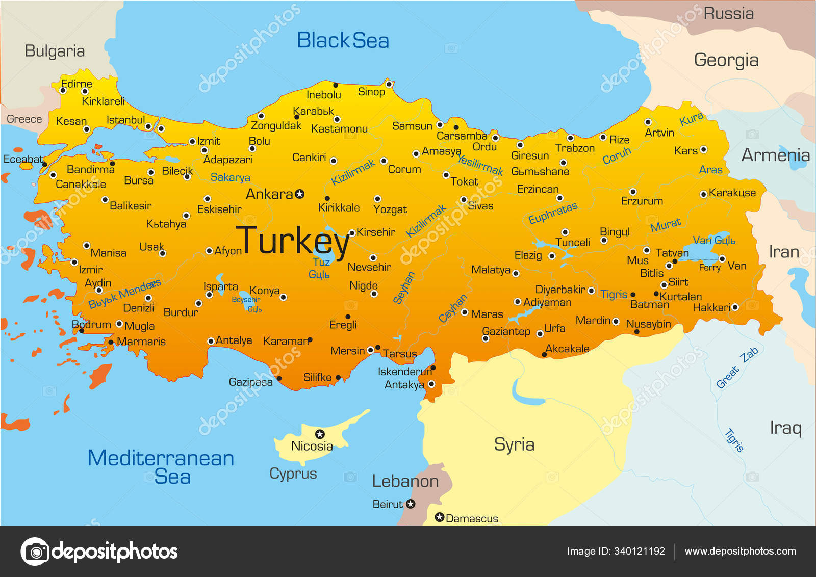 political map of turkey