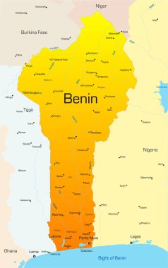 Abstract vector color map of Benin country clipart