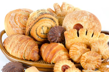 Bakery foodstuffs set on a white background clipart