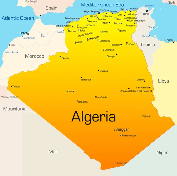 Carte Vectorielle Abstraite Des Couleurs Pays Algérie — Photo