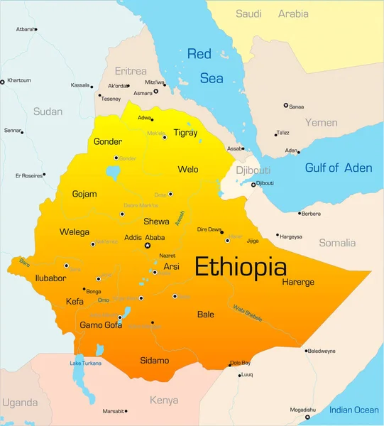 Carte Vectorielle Abstraite Des Couleurs Pays Ethiopie — Photo