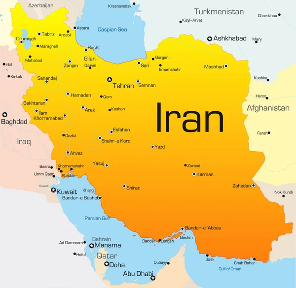 Peta Warna Vektor Abstrak Dari Negara Iran — Stok Foto