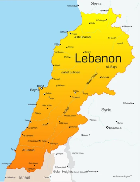 Lübnan Ülkesinin Soyut Vektör Renk Haritası — Stok fotoğraf