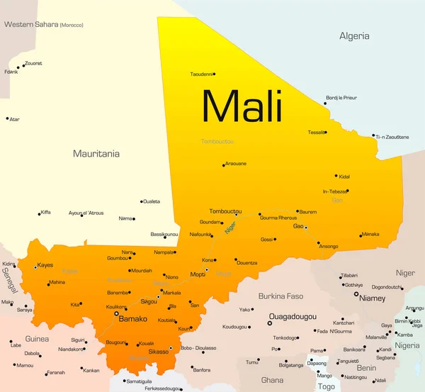 Absztrakt Vektor Színes Térkép Mali Ország — Stock Fotó