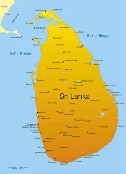 Vektorkarta Över Sri Lanka — Stockfoto