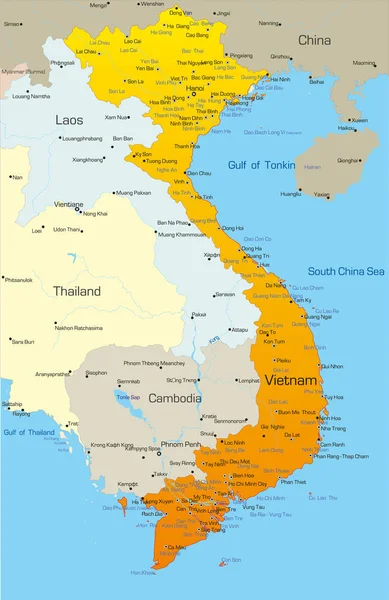 Διανυσματικός Χάρτης Της Χώρας Βιετνάμ — Φωτογραφία Αρχείου