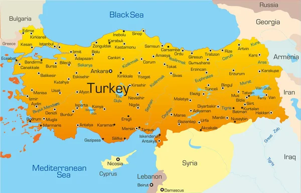 Carte Vectorielle Pays Turquie — Photo