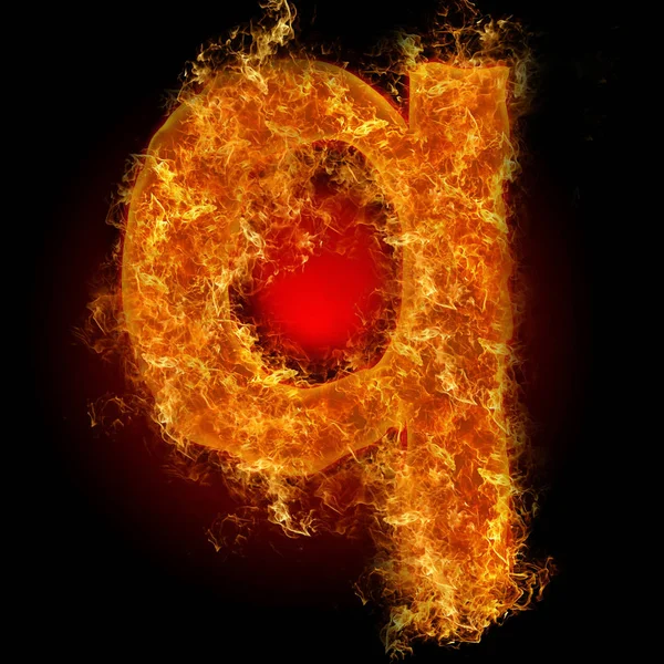 Fire Small Letter Black Background — Stock Photo, Image