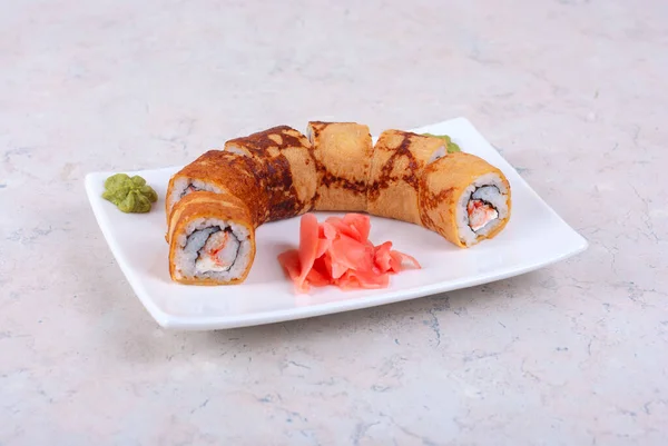 Sushi Aus Krabbenfleisch Käse Omelett — Stockfoto