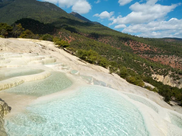 Terraços Baishutai Yunnan China Água Pura Derreter Calcário — Fotografia de Stock