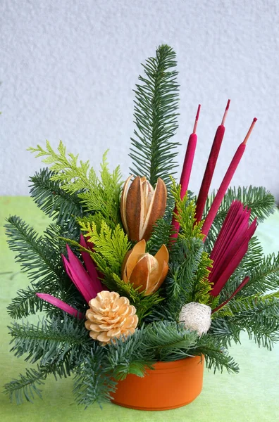 전나무 식품으로 장식된 크리스마스 — 스톡 사진