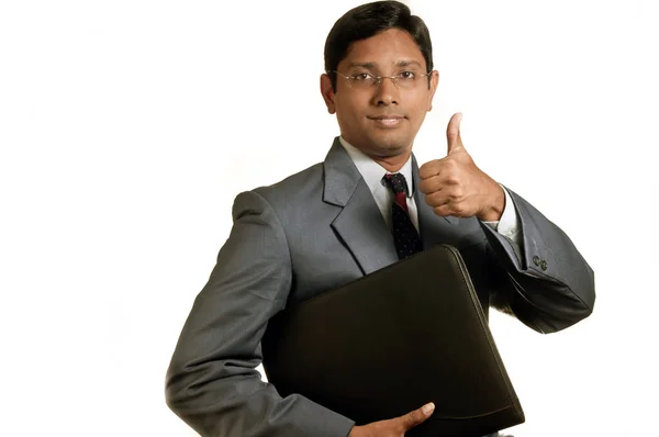Handsome Indian Businessman Smiling Successfully — Stock Photo, Image