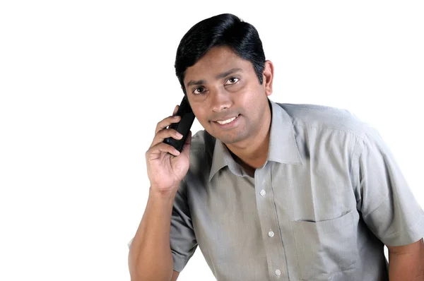 Egy Csinos Indiai Üzletember Hívás Minden Alkalommal — Stock Fotó