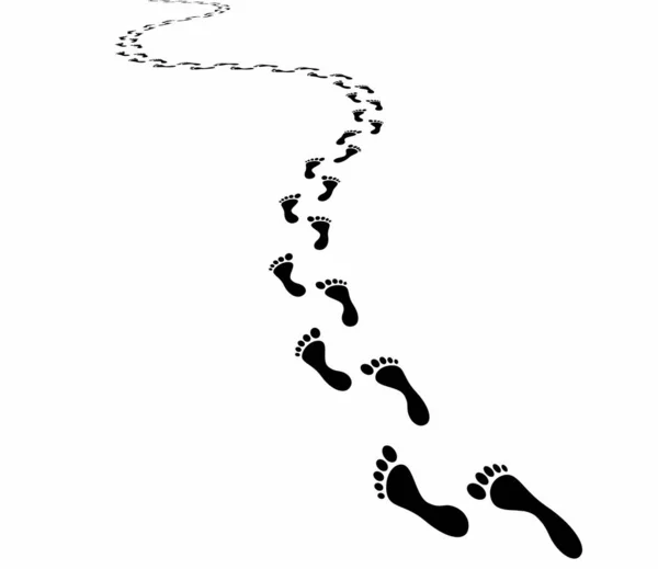Black Footprints White Background — Stock Photo, Image