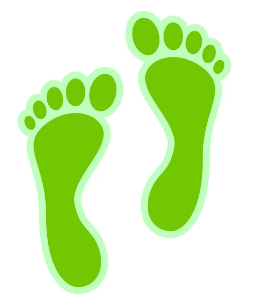 Fußabdrücke Grün Auf Weiß — Stockfoto