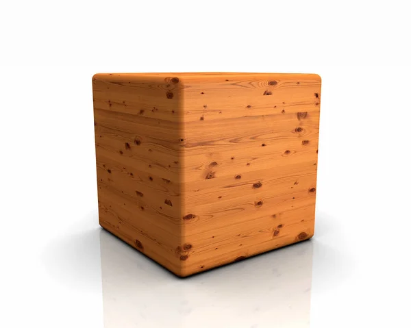 3D木製のキューブ丸みを帯びた スプルースアンティーク — ストック写真